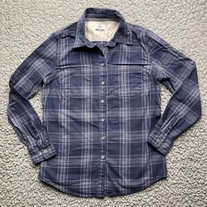 Ridgecut Toughwear Button Up Shirt Womens Small Gray Purple Plaid Work Heavy